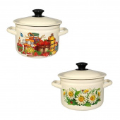 Кастрюля 4,0л цил. борт, (слоновая с декором) 41704-142/6-у4сл (КМЗ)