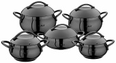 Набор кухонной посуды из 10 OMS (5/5) предметов, крышки стальные, цвет черный 1310-Bk Турция