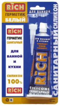 Герметик санитарный силикон белый туба 85мг РИЧ (12)