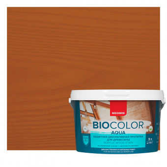BIO COLOR aqua защитная декоративная пропитка для древесины кедр (9л)